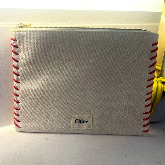 Chloe Canvas Cosmetic Makeup Clutch Pouch NIB - Picture 7 of 9